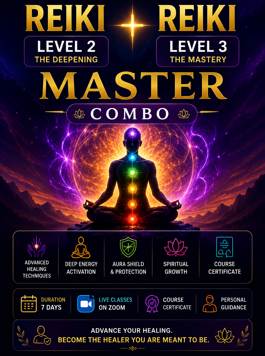 Reiki Level 2 + Reiki Level 3 Master Combo